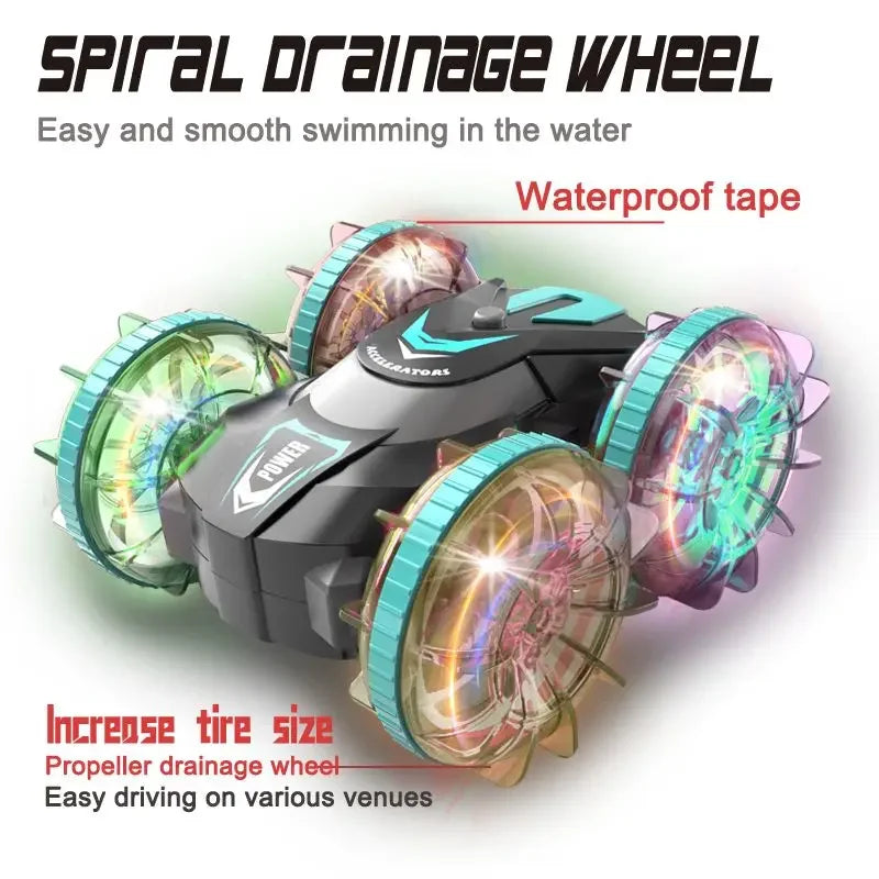 Rc Cars Double Sided Dual 4WD Remote Control Stunt Car Light Wheel Watch Gravity Sensing Amphibious Car Toy Gifts for Children