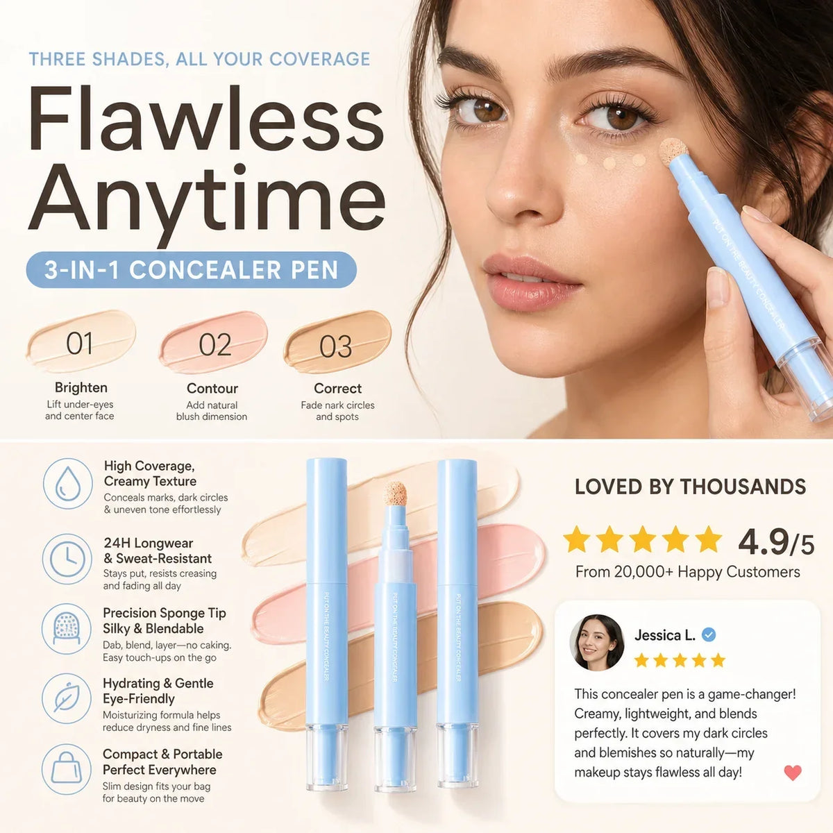 🔥Buy 1 Get 1 Free NOW!💄Multipurpose Hydrating Liquid Concealer Pen  ✨
